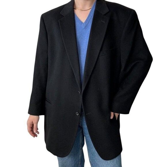 Jos A Bank Unisex Dark Gray 100% Cashmere 2 button Sport Coat Blazer 48R - Picture 1 of 11
